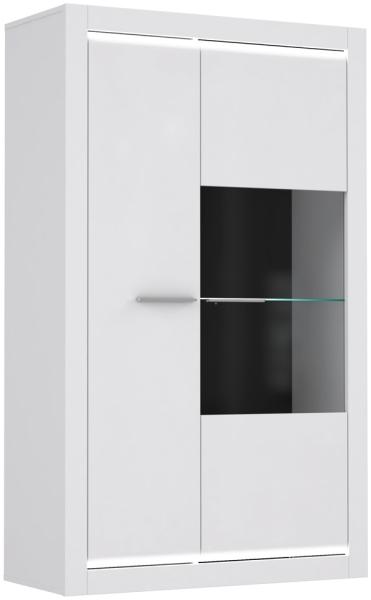 Vitrine Livorno 3 Hochglanz weiß 98x160x42 cm LED Glasvitrine Schrank mit Glasbodenbeleuchtung