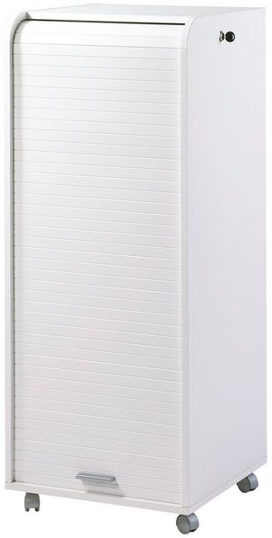 SIMMOB Rollladenschrank Mobiler Büro Aktenschrank, abschließbar, Weiß, 117 x 47 x 47 cm