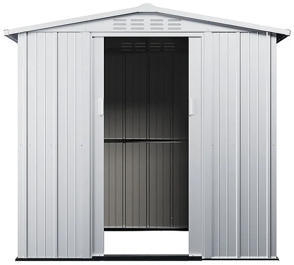 Vente-unique - LINUS Gartenhaus Metall Grau - B 169 cm x H 163 cm x L 191 cm Bild 4