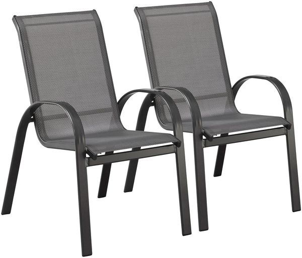 MERXX Gartenstuhl Amalfi (Set, 2 St), 2er Set, Alu/Textil, stapelbar, anthrazit