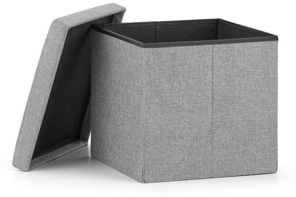 Home Collective Stauraumhocker Klapphocker, 2-in-1-Hocker und Stauraum, 80 kg Sitzlast, Sitzhocker, M – 30x30x30cm, 19 l Stauraum, Aufbewahrungsbox, Oxford-Gewebe, grau