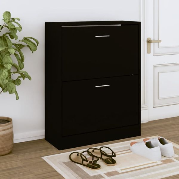 vidaXL Schuhschrank Schwarz 63x24x81 cm Holzwerkstoff 342558