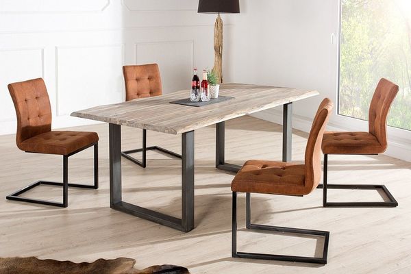 riess-ambiente Freischwinger OXFORD vintage braun / schwarz, Esszimmer · Microfaser · Metall · mit Armlehne · Industrial Design