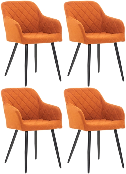 CLP 4er Set Esszimmerstuhl Shila Gesteppt,orange Stoff