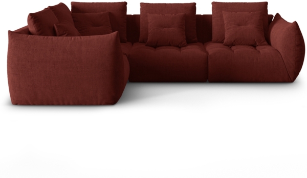 Micadoni Ecksofa Bloom 4-Sitzer Links Strukturierter Stoff Rot