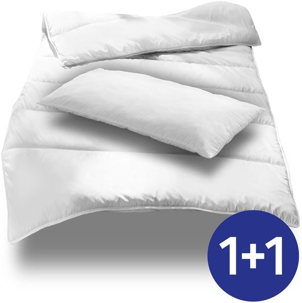 155 x 220 cm + 40 x 80 cm Mikrofaser Ganzjahres Bett-Set, extra leicht