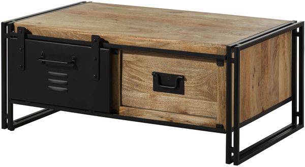 Couchtisch Mango 120x70x50 natur klar lackiert / Metall schwarz BLACKBURN #103