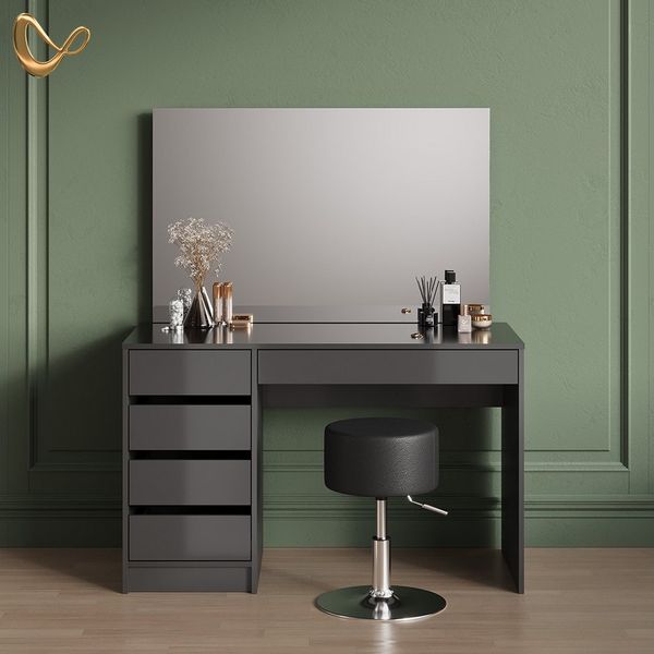 Livinity® Schminktisch Imola, Anthrazit, 120 cm mit Hocker (2-St)