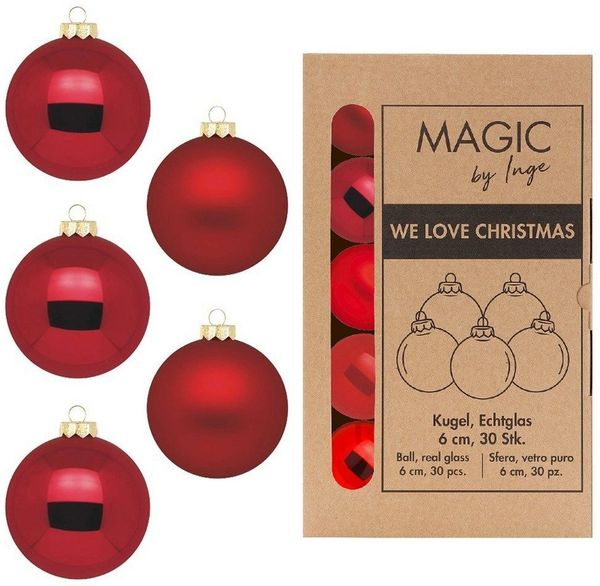 MAGIC by Inge Weihnachtsbaumkugel, Weihnachtskugeln Glas 6cm 30 Stück - Ochsenblut