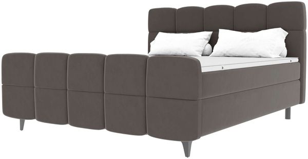 Boxspringbett Luna - Samtstoff - grau - 180x200 cm