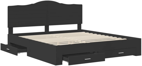 vidaXL Bettrahmen mit Kopfteil Schwarz 200x200 cm Holzwerkstoff 3413563 Bild 4