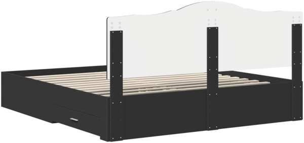 vidaXL Bettrahmen mit Kopfteil Schwarz 200x200 cm Holzwerkstoff 3413563 Bild 9