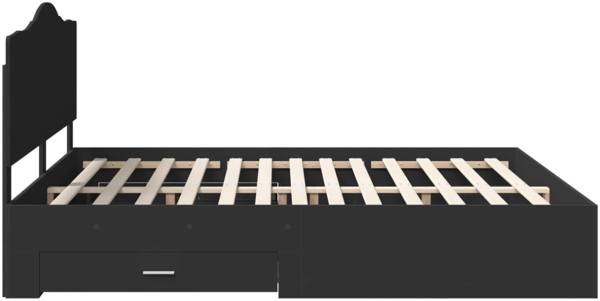 vidaXL Bettrahmen mit Kopfteil Schwarz 200x200 cm Holzwerkstoff 3413563 Bild 8