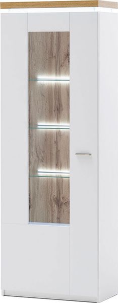 Vitrine Celine / Cali, Holzwerkstoff, Weiß, Holzfarben, 70 x 197 x 38 cm