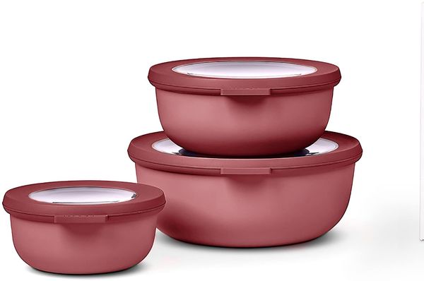 Mepal - Multischale Cirqula Round Set 3-teilig - Vorratsdosen mit Deckel - Geignet als Aufbewahrungsbox, Kuhlschrank, Gefrierschrank & Mikrowellengeschirr - 350 ml, 750 ml & 1250 ml - Vivid Mauve