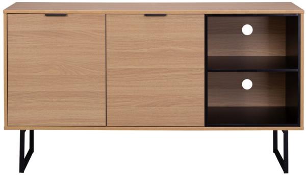 Sideboard MDF mit Eiche Dekor und Metall Natur 140x39,5 cm