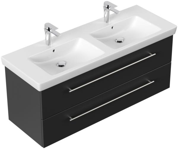 Badmöbel mit Villeroy & Boch Subway 2.0 Waschbecken 130 cm A SoftClose schwarz : Schwarz