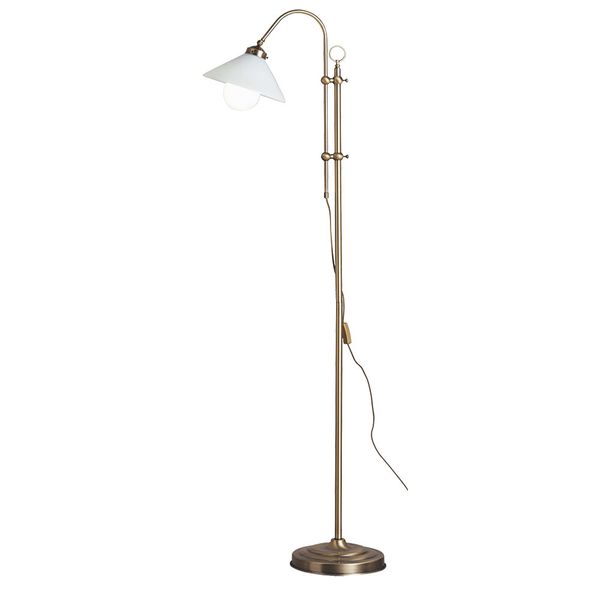Standleuchte, Fußschalter, Metall, Glas, H 145-170 cm