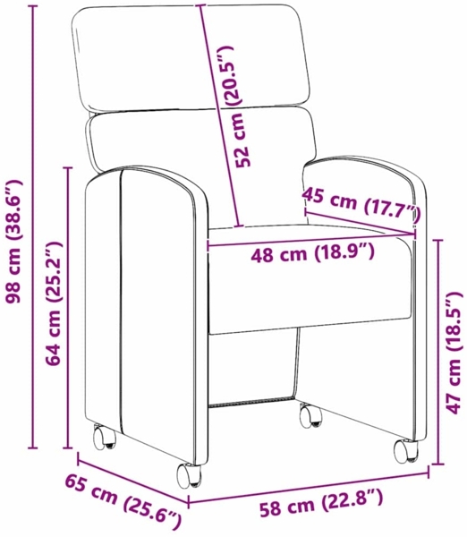 vidaXL Esszimmerstühle mit Rollen 2 pcs Hellgrün 58 x 65 x 98 cm Samt 42017878 Bild 10