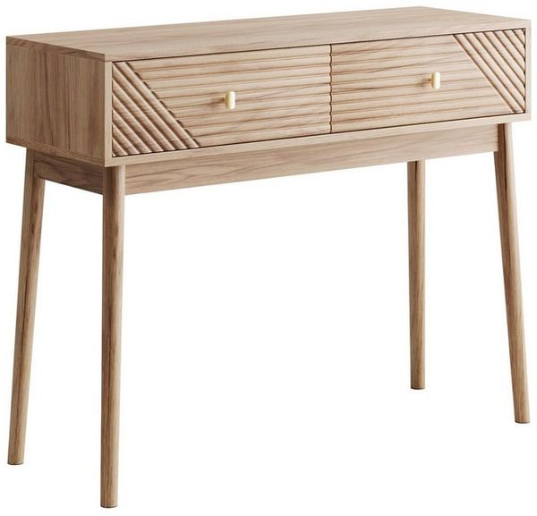 REDOM Schreibtisch Mid-Century Modern Schreibtisch (Mid-Century Modern Konsolentisch mit Schubladen, Retro Sofatisch aus Walnuss, 1-St, 100x35x80cm), mit Schubladen