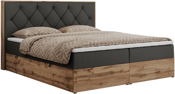 Boxspringbett, Schlafzimmerbett, Bettkasten - VENETO - 160 x 200 cm - Dunkelgrau Kunstleder - H4 Bild 4