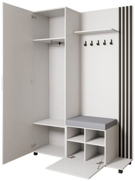 Beautysofa Garderoben-Set Livia – Design, Funktion und Ordnung in Perfektion, (Geräumiger Schuhschrank, mit praktischer Kleiderstange)