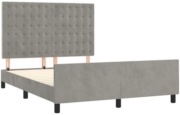 vidaXL Bettgestell mit Kopfteil Samt Hellgrau 140x200 cm, Härtegrad: H2 [3126001] Bild 4