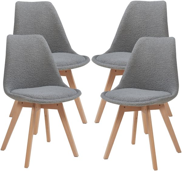 Esszimmerstuhl Fläten 4er Set Bouclé Grau [en. casa]