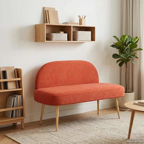 vidaXL Gepolsterte Bank mit Rückenlehne Rot orange 110 x 60 x 76 cm 42040784