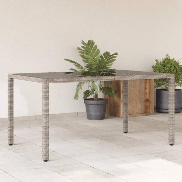 vidaXL Gartentisch mit Glasplatte Grau 150x90x75 cm Poly Rattan 365532