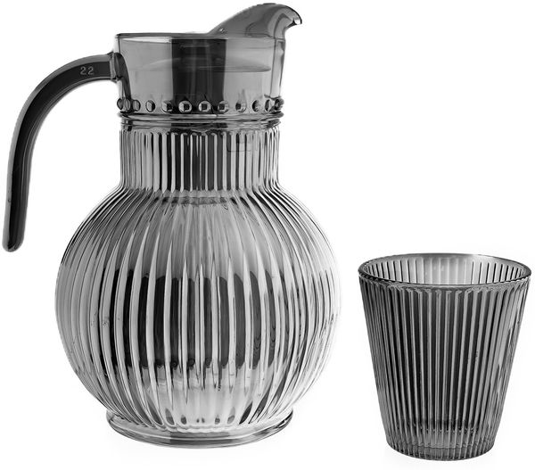 Ripple Karaffenset aus Glas – 1,8 Liter Karaffe mit 6 Gläsern Schwarz/Silber