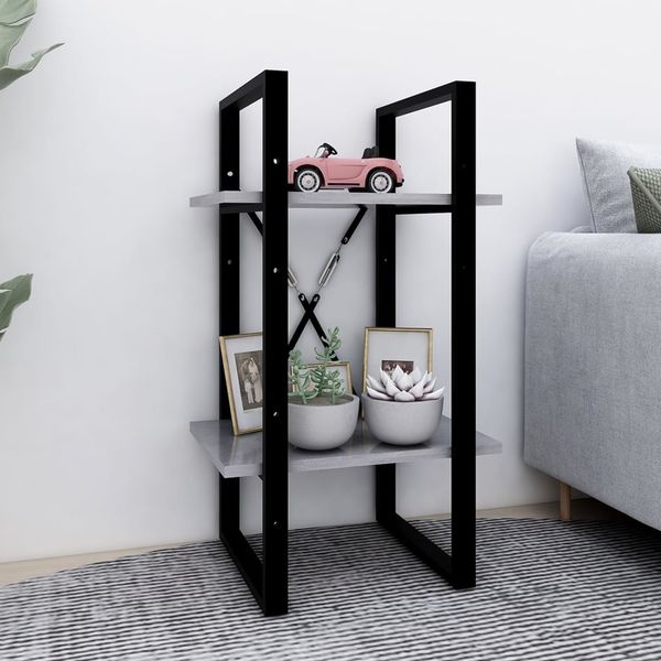 vidaXL Bücherregal 2 Fächer Betongrau 40x30x70 cm Holzwerkstoff 806411