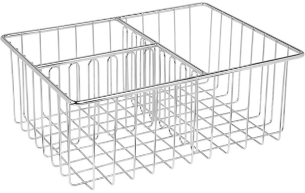 mDesign Deckelhalter Aufbewahrungskorb Metall Organizer 3 Fächer Metall Silber