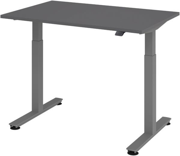 bümö elektrisch höhenverstellbarer Schreibtisch Graphit 120x80 cm, Gestell: Graphit - Büroschreibtisch höhenverstellbar elektrisch, elektrischer Bürotisch & Gaming Tisch, Stehschreibtisch, XMST-12-G-G