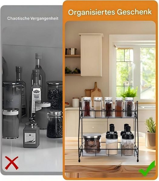 SinLaw Gewürzregal Doppellagiges vertikales Lagerregal aus Metall für Küche und Bad, 2. Stock