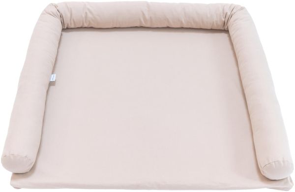 LIMMALAND Wickelauflage 76 × 79 cm mit Wickeltischumrandung – aus 100% Baumwolle, waschbar, sanfter Liegekomfort (Pure Beige, Wickelauflage)