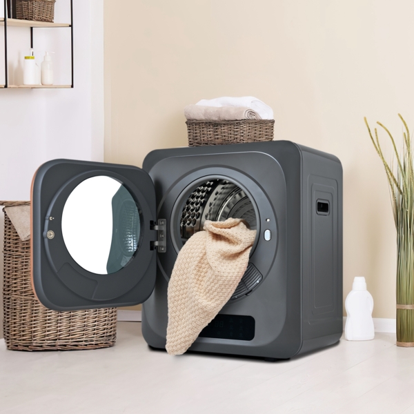 Wäschetrockner Wandmontage 4 kg mit LED, 6 Programme, UV-Desinfektion, Edelstahl Trommel, platzsparend, Haushaltsgerät,Grau