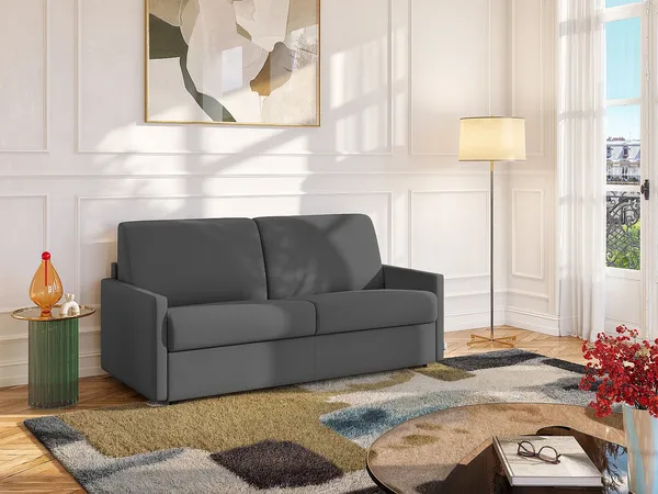 Schlafsofa 4-Sitzer CALIFE - Stoff - Grau - Liegefläche: 160 cm - Matratzenhöhe: 18 cm