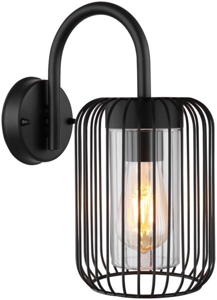 LED Außenwandleuchte mit Gitterschirm aus schwarzem Edelstahl, Höhe 32,5cm Bild 2