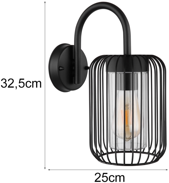 LED Außenwandleuchte mit Gitterschirm aus schwarzem Edelstahl, Höhe 32,5cm Bild 4