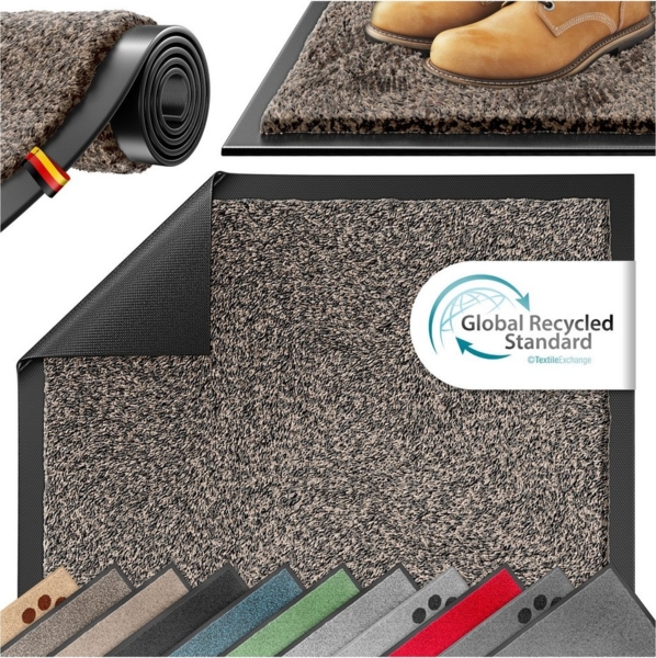 KESSER® Schmutzfangmatte rutschfeste Fußmatte für Innen- & Außenbereich waschbar & wetterfest | Türmatte Wohnungseingang | Teppich für Büro & Vorzimmer | Fußabtreter Fußabstreifer Multi, Taupe / Anthrazit, 50x80cm