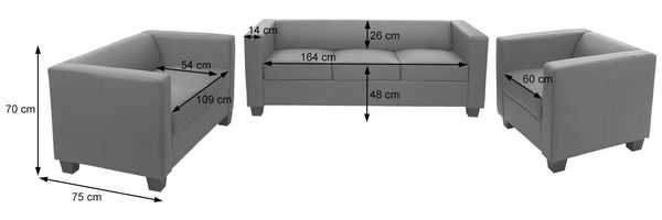 3-2-1 Sofagarnitur Couchgarnitur Loungesofa Lille ~ Kunstleder, rot-braun Bild 2