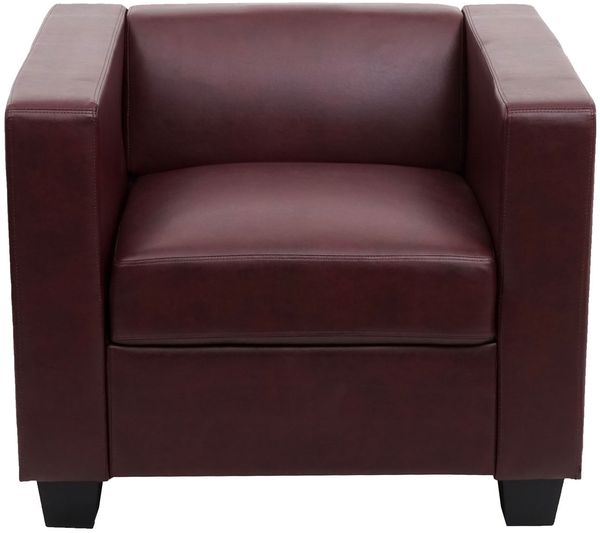 3-2-1 Sofagarnitur Couchgarnitur Loungesofa Lille ~ Kunstleder, rot-braun Bild 4