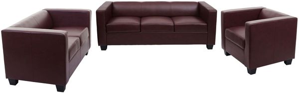 3-2-1 Sofagarnitur Couchgarnitur Loungesofa Lille ~ Kunstleder, rot-braun Bild 8