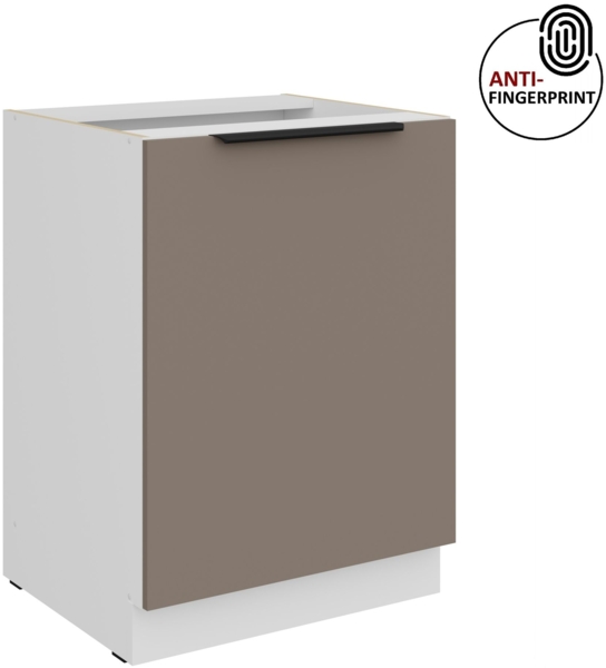 Küchen Unterschrank 60 cm Küche ARIA Sandgrau ultra matt + Weiss matt, hochwertige Fronten mit Anti Fingerprint Beschichtung Küchenzeile Küchenblock