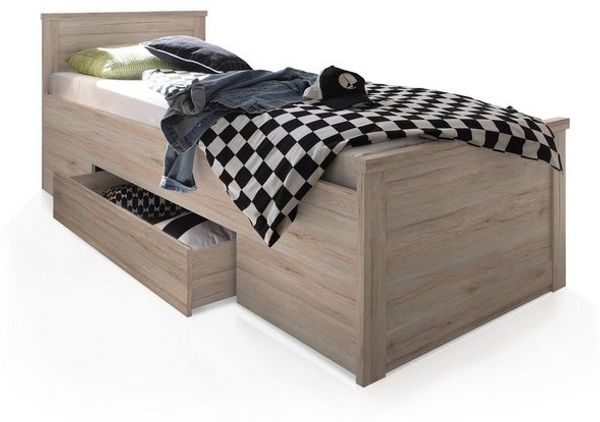 Moebel-Eins Futonbett, LÜTTICH Einzelbett 100x200 cm, Material MDF, Eiche sanremofarbig Bild 4