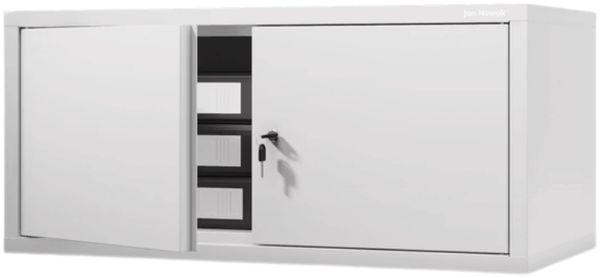 Schrankerweiterung Aktenschrank mit 2 Flügeltüren | Zusatzschrank für Büroschrank Extraschrank Stahl Mehrzweckschrank klein Werkstatt, 38x80x40cm Weiß