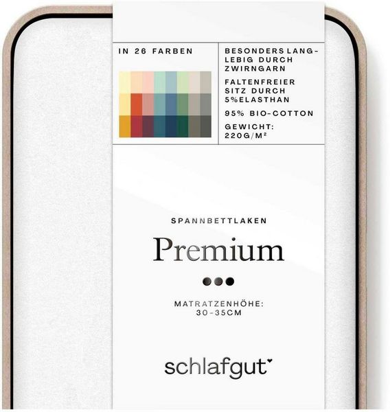Schlafgut Spannbettlaken Premium, Gummizug: rundum, (1 Stück), Mako-Zwirn-Jersey, Full-white, S 90x190 cm - 100x220 cm