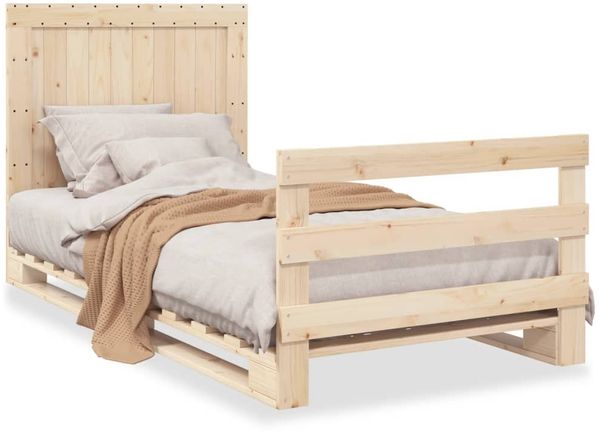 vidaXL Massivholzbett mit Kopfteil 100x200 cm Kiefer 3281539 Bild 2