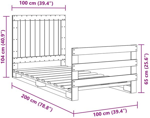 vidaXL Massivholzbett mit Kopfteil 100x200 cm Kiefer 3281539 Bild 11
